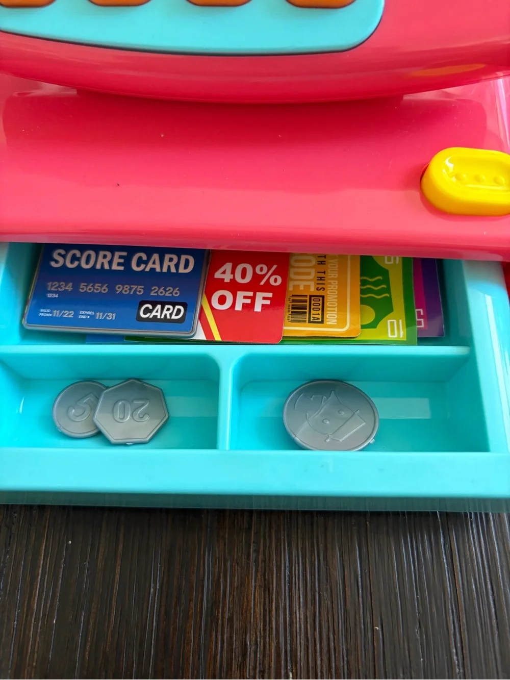 Children's Play Cash Register Toy in Pink and Teal